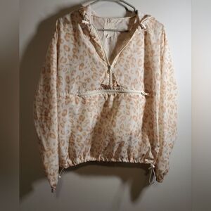 Thread And Supply Leopard Print Windbreaker Pullover Rain Jacket